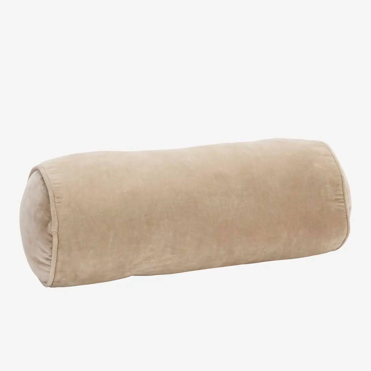 Madam Stoltz - Pude pølle Velour Taupe D: 20 L: 50 cm.