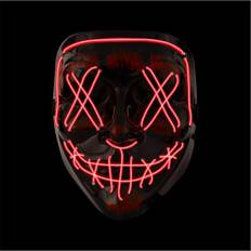 Halloween Maske Purge LED - Kostümmaske steuerbar für Halloween, Fasching & Karneval als Kostüm & Verleidung für Herren & Damen (Farbauswahl) (rot)