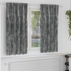Sammetsgardiner 2 st med Öglor Grå 175x140 cm