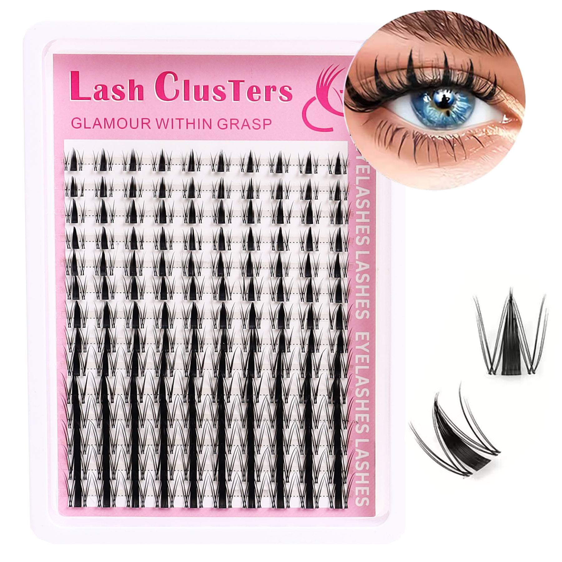 1 box of 140pcs Fairy Eyelash Clusters 8-16mm - Wide Span Eyelash Clusters Manga&Ultra Thin Invisible Eyelash Straps