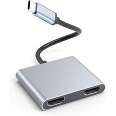 NÖRDIC USB-C-adapter til to HDMI-skærme, 4K 60Hz, Windows, MacOS, Android