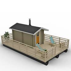 Bastuflotte Sorselestugan 4,8x8m Bastu 8 kvm BL Med Kaminpaket