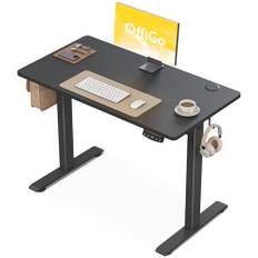OffiGo höj- och sänkbart skrivbord, 100 cm elektriskt skrivbord, ergonomiskt skrivbord med minnesfunktion, höj- och sänkbart gamingskrivbord, modernt datorskrivbord för hem och kontor, Svart
