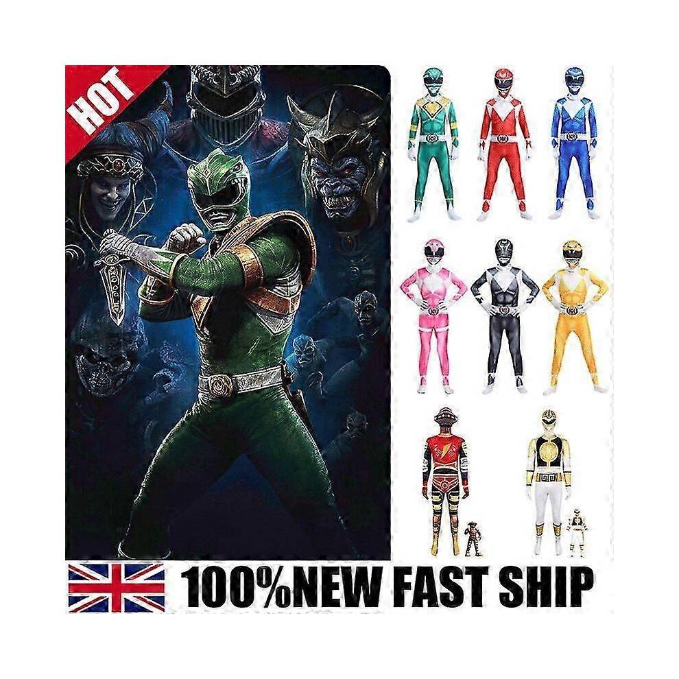 (180, White) Power Ranger Kids Adults Jumpsuits Cosplay Party Costume Halloween Birthday Gift