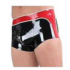 Latex boxershorts män shorts svarta och röda trosor snäva för kroppsdräkt, svart och röd, S