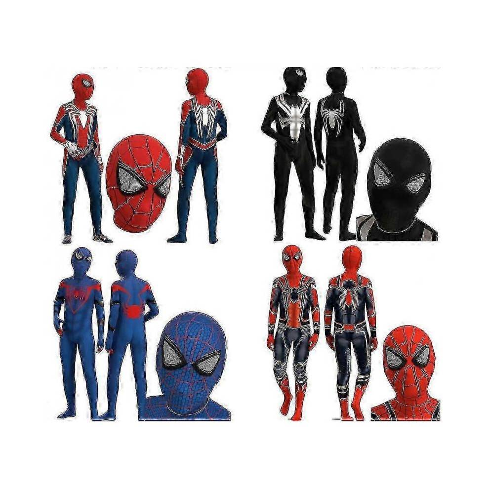 (180CM, Style B) Spider-man Animated Suit Cosplay Costume Party Jumpsuit Fitted Kids Clothes Spiderman Face Paint JJM
