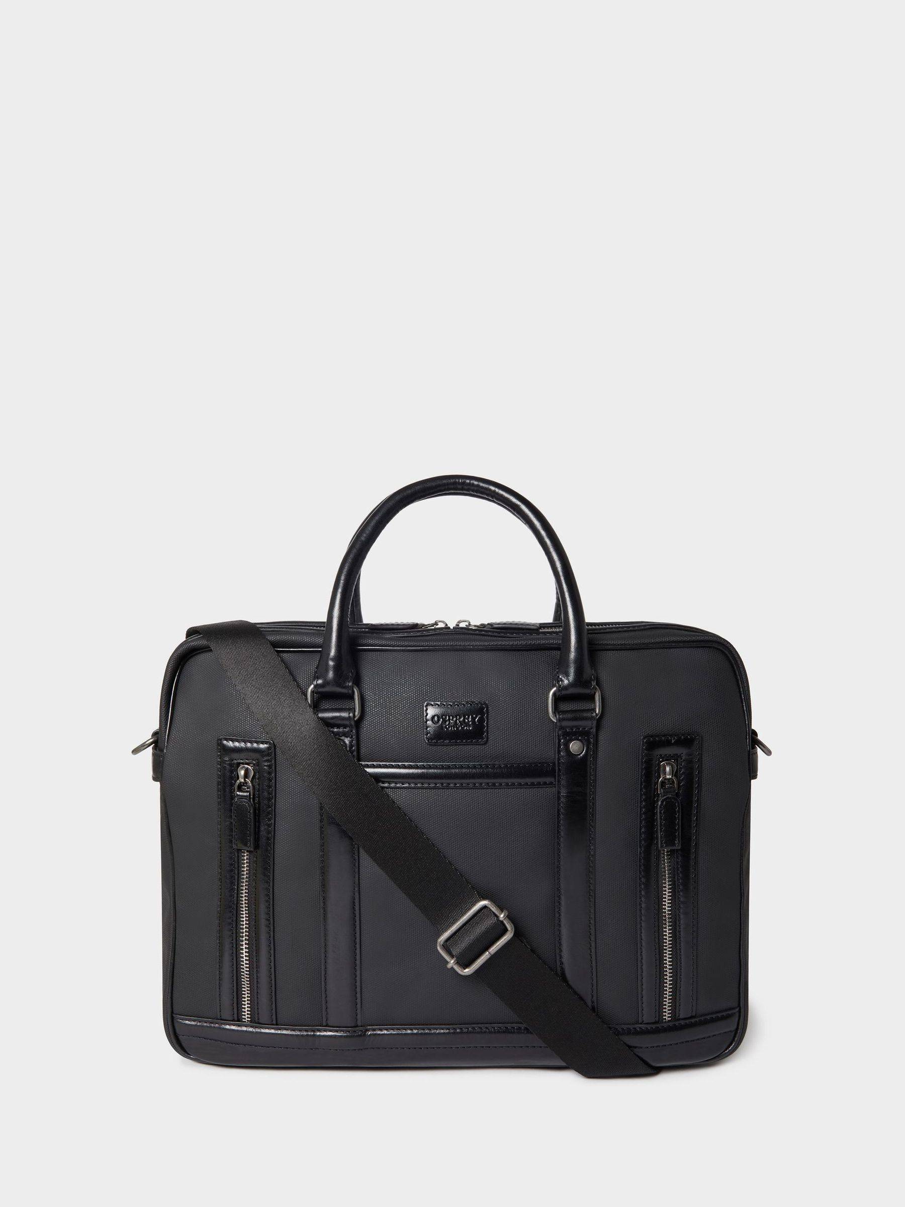Osprey London Osprey London Black The Frontline Waxed Canvas & Leather Laptop Bag