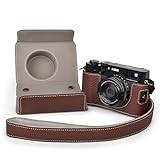 VOVMOEYA Kamerafodral för Fujifilm X100VI med justerbar axelrem, FUJI PU-läderkamera halvfodral, snygg skyddande bärbar