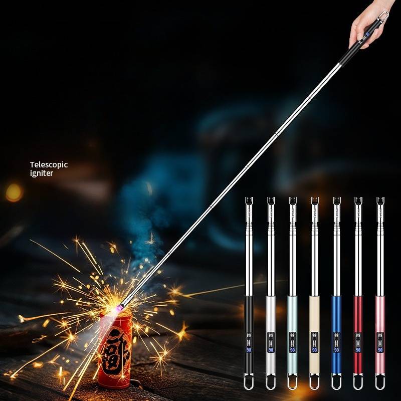 100cm Ultra-Long Telescopic Arc Lighter Rechargeable Pulse Igniter Windproof Electric Lighter for BBQ Kitchen Camping