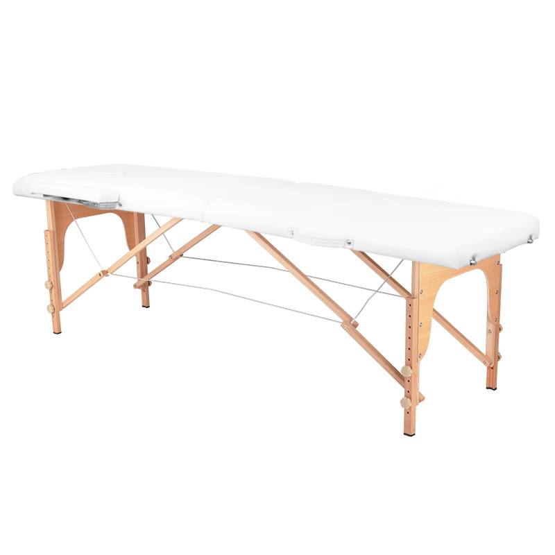 2-sektions hopfällbar massagebänk, träkomfort, vit