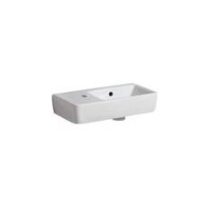 Geberit Renova Compact Wandwaschtisch Hahnloch links, mit Überlauf, Ablagefläche links, weiß, KeraTect