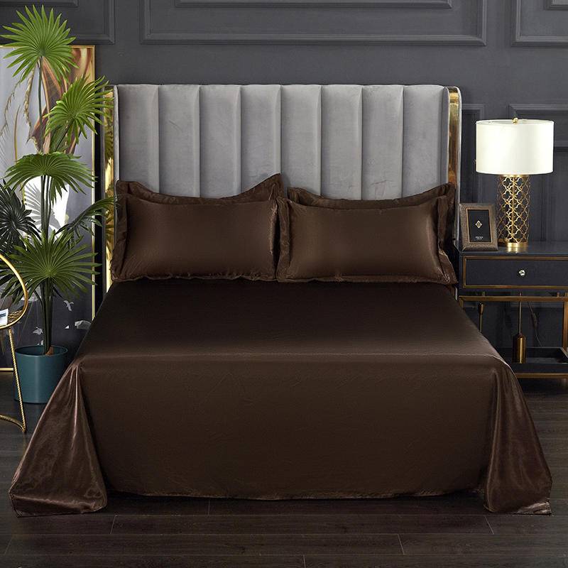 1 pc Bed Sheet for Summer Ice Cool Fabric Top Sheets Satin Smooth Flat Bed Sheet for Double Bedding (no pillowcase)