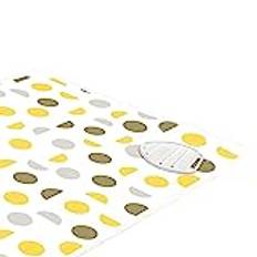 Encasa XO strykmatta/dyna (120 x 70 cm) med 3 mm stoppning och silikonjärnstöd för ångpressning på bord eller säng - värmebeständig, bärbar, quiltning och resefilt - gul måne