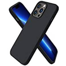ORNARTO Kompatibel med iPhone 13 Pro fodral 6.1, smal flytande silikon 3 lager fullt täckt mjuk gel gummifodral 6,1 tum – svart