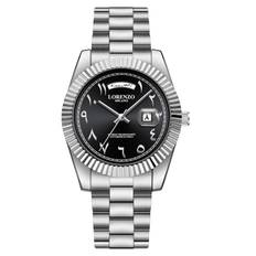 Lorenzo Day-Date Arabic Silver Black