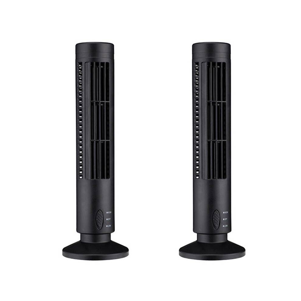 2X New USB Tower Fan Bladeless Fan Tower Electric Fan Vertical Air Conditioner, Bladeless Standing Fan Black