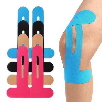 12 st elastisk sporttejp i blandade färger, 4-färgad knäsporttejp, funktionell tejp, klippbar sporttejp, knäskydd, lämplig för löpning, cykling, vandr - Multifärgad (12 stycken blandade färger)
