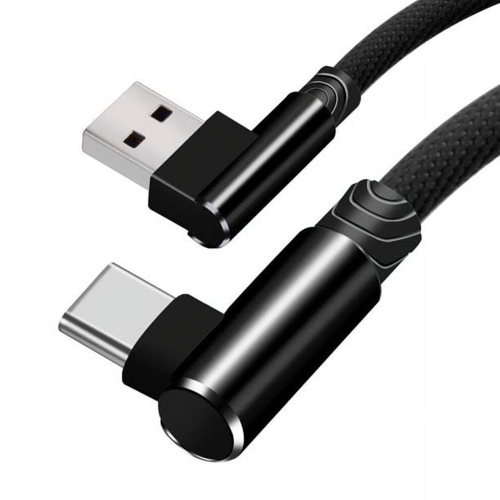 2x10FT USB-C retvinklet nylonflettet kabel – hurtig opladning og datasynkronisering, kompatibel med Samsung Galaxy S10/S10E/S10+, Google Pixel XL,