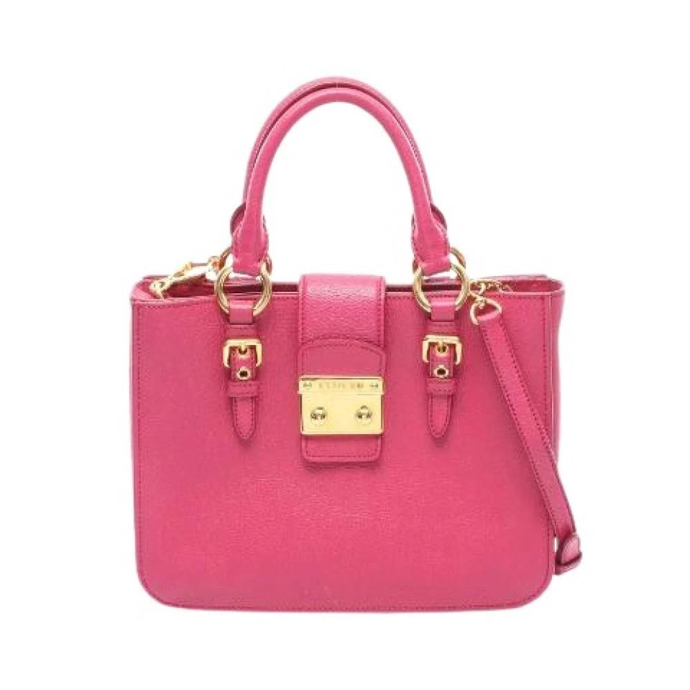 Miu Miu Pre-owned Pre-owned Madras 2way håndtaske - Vintage - Dame - Lyserød - ONE SIZE - Uld