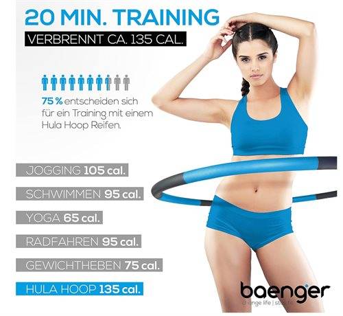 Baenger Hula Hoop Grå/Blå til Fitness øvelser.
