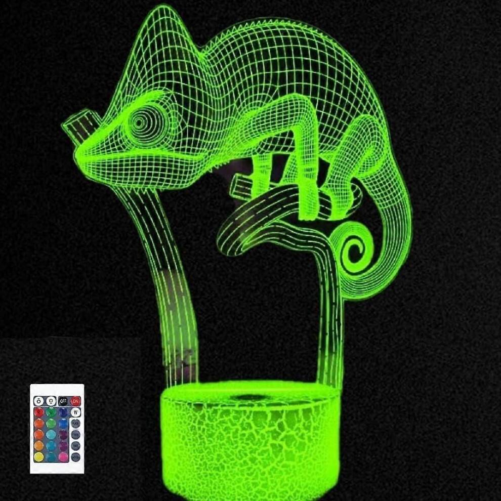 3D Chameleon Fjärrkontroll 16 Färg Nattljus Illusion Akryl LED Bordslampa Sänglampa Barn B