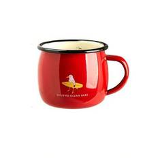 1 st 400 ml/14 oz emaljmugg Ocean Park liten mugg, 0 metall, djurtryck representerar 300 ml skala - Röd (400ml)