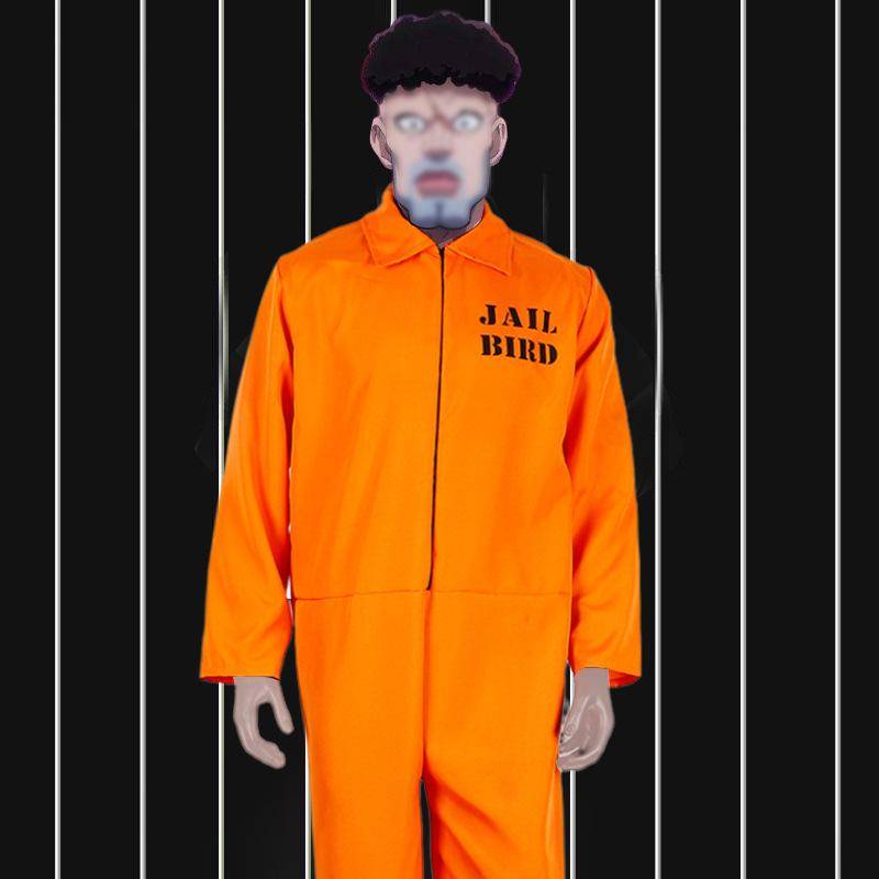 Orange Fångdräkt: Halloween Cosplay-uniform för vuxna män cm