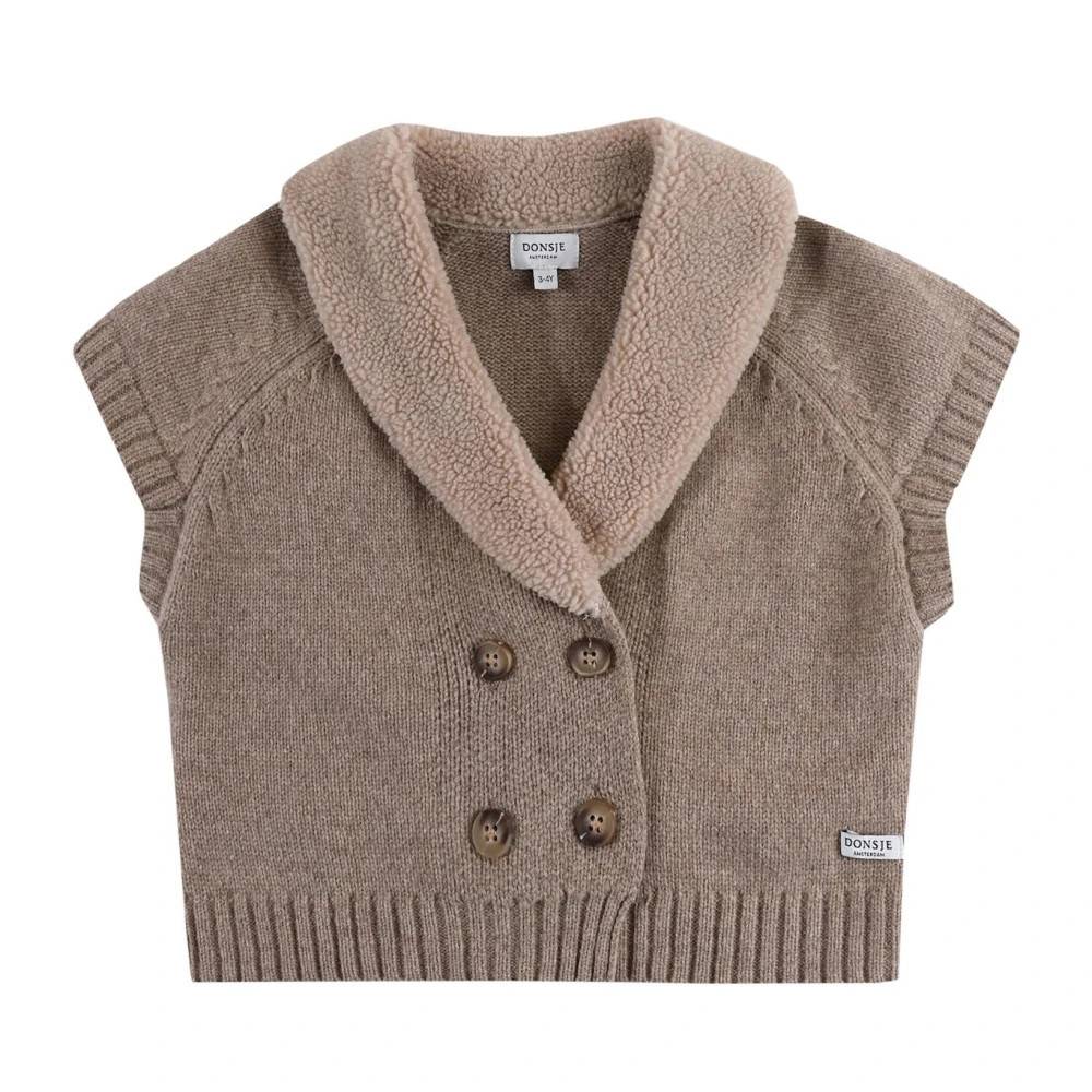 Donsje Nannie Merinould Vest - Kids - unisex - Beige - 80 CM - Uld