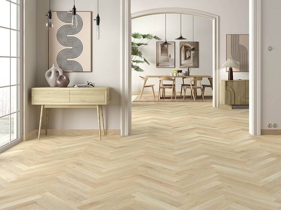 Sildeben med kliksystem - Dawn Oak Original med matlak - Bredde 90 mm
