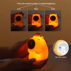 Söt Capybara nattlampa, LED Squishy Novelty Animal Lamp, 2 nivåer dimbar barnkammare nattlampa för barn som sover, babyuppladdningsbara touchlampor, K - Kaki (Liten capibala nattlampa)