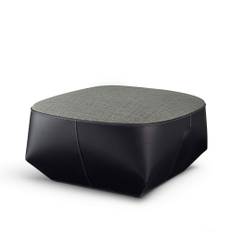 Walter Knoll - Isanka Stool 192-H1, Leather Saddle Black, Fabric Cat. 32 Harald 2 512 Pumpkin, Teflon Glides - Sittpuffar - EOOS - Orange