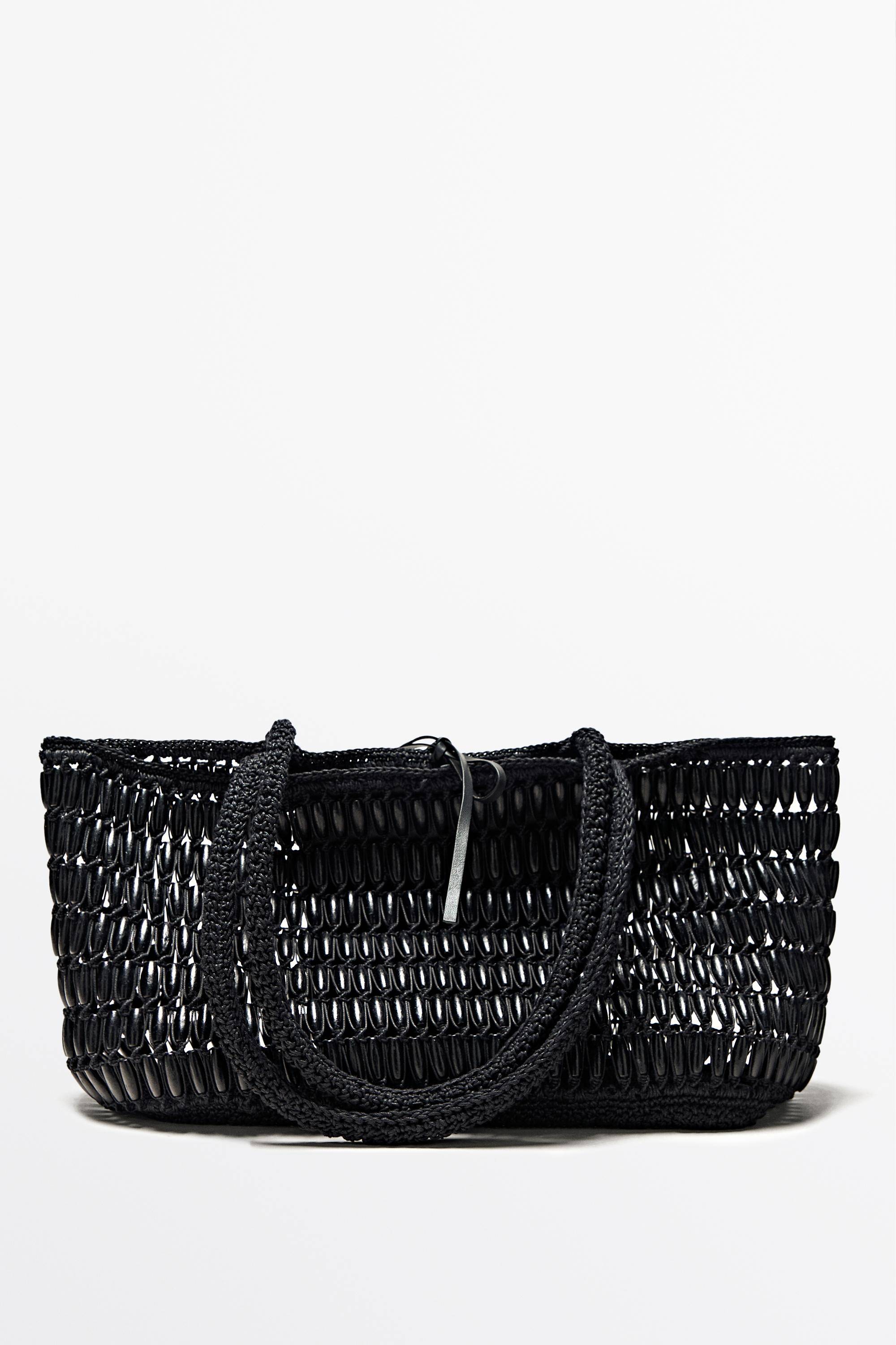 Massimo Dutti - Female - Shoppertaske Med Trædetaljer - Sort - 01