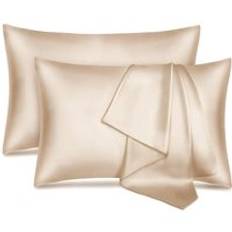 22 Momme 6A Mulberry Silk Pillowcase with Invisible Zipper 600 Thread Count Reversible Silk/Wood Pulp Fiber Pillow cases 2 Pack