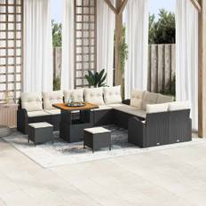vidaXL Havesofa Sæt med pude 13 pcs Sort Poly rattan