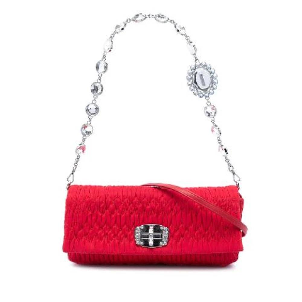 Miu Miu Pre-owned Pre-owned Quilted Nylon Satchel - Vintage - Dame - Rød - ONE SIZE - Nylon