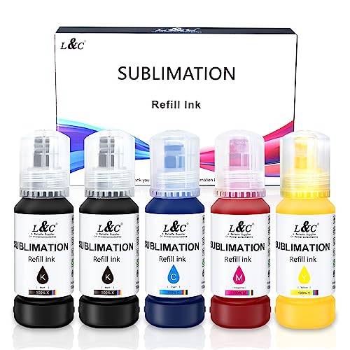 L&C 500 ML sublimeringsbläck för Epson Ecotank 2400 ET2830 2815 4810 ET2720 ET2760 ET2750 ET2850 EcoTank skrivare (KKCMY)