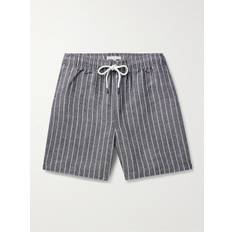 Onia - Air Straight-Leg Pinstriped Linen and Lyocell-Blend Drawstring Shorts - Men - Blue - S