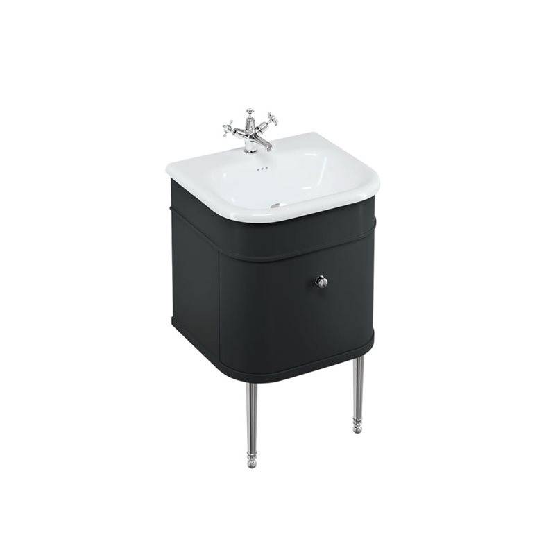 Tvättställsskåp Burlington Chalfont En Låda Mattsvart 550 mm Möbelben: Krom (550 mm)