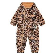 MINI RODINI Leopard Fleece Onesie |Beige |56