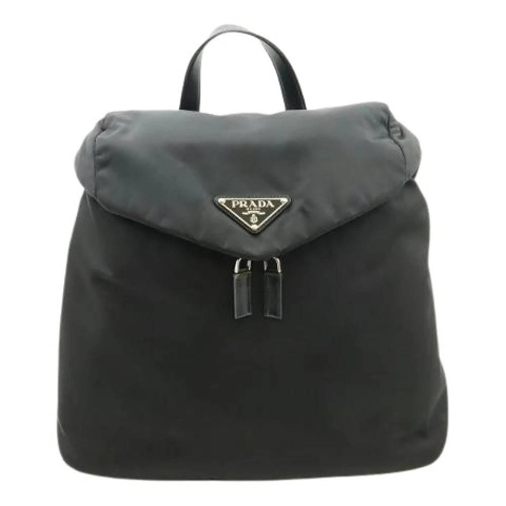 Prada Vintage Pre-owned Re-Nylon Nylon Læder Rygsæk - Vintage - Dame - Sort - ONE SIZE - Læder