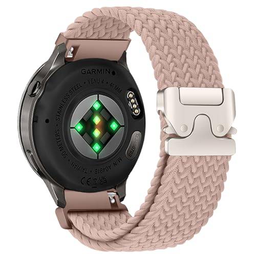 AiiBowy 18 mm flätad armbandsslinga kompatibel med Garmin Venu 4 41 mm/Venu 3S 41 mm/Forerunner 265S/255S, fallskärmsspänne, i elastisk nylon, för Garmin Vivoactive 4S 40 mm Mjölkte