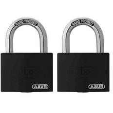 ABUS Vorhängeschloss T65AL/40 myLOCK - individuell beschreibbar - Spindschloss - massiver Aluminium-Schlosskörper - ABUS-Sicherheitslevel 5 - Schwarz (Packung mit 2)