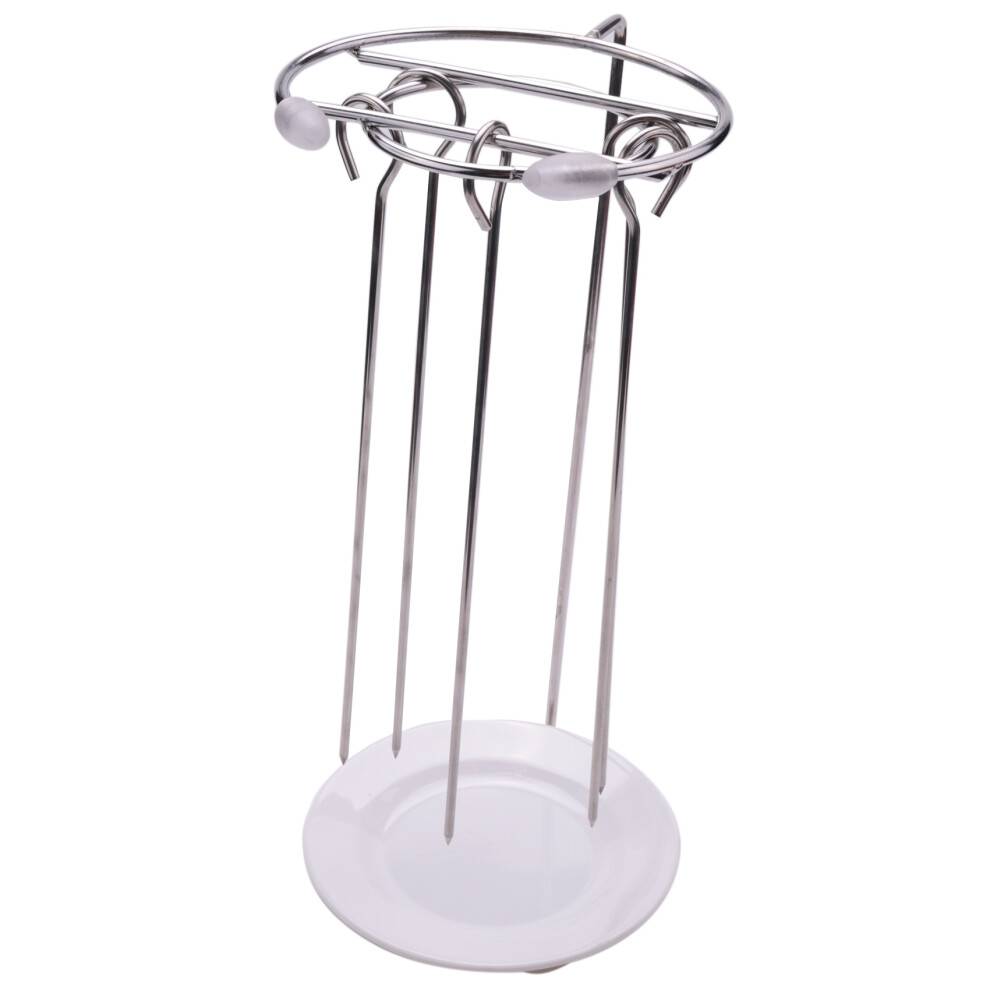 Portable Stainless Steel BBQ Skewers Needle with Rack Holder Grill for Camping