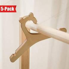 5 st. barngalgar i trä med djurformade krokar, slitstarka galgar för babykläder, lämpliga för barnrum och prinsessrumsinredning - Beige (22,8*12,1 cm)