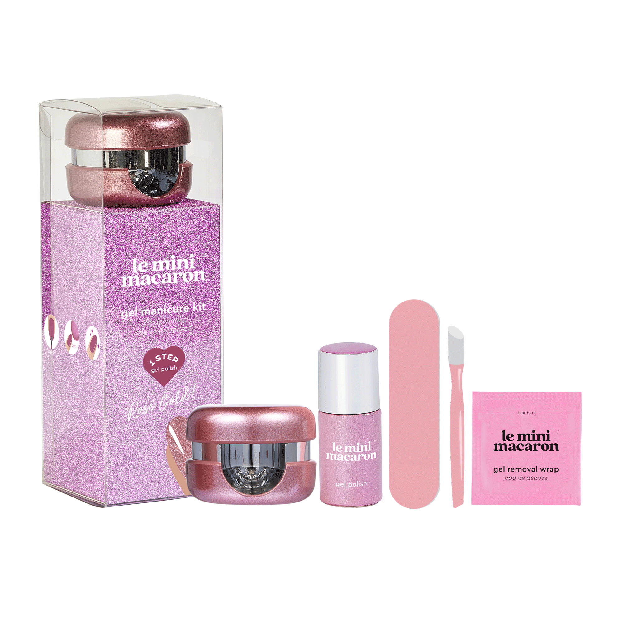 Le mini macaron Gel Manicure Kit Rose Gold 8,5 ml + 4 st