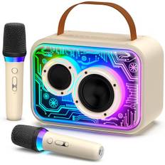 JYX Karaoke-Maschine mit 2 Mikrofonen für Kinder & Erwachsene, LED-Lichtern und magischem Sound, tragbarer drahtloser Bluetooth-Lautsprecher unterstützt Home Party/Outdoor/Geschenke/Dekorationen