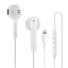Kabelanslutna Hörlurar Med Lightning In Ear [MFi-Certifierad] För Apple iPhone 14/14 Plus/13/12/11/8/7/X/Pro Max, Stereohörlurar Med Mikrofon Och Volymkontroll (Vit)