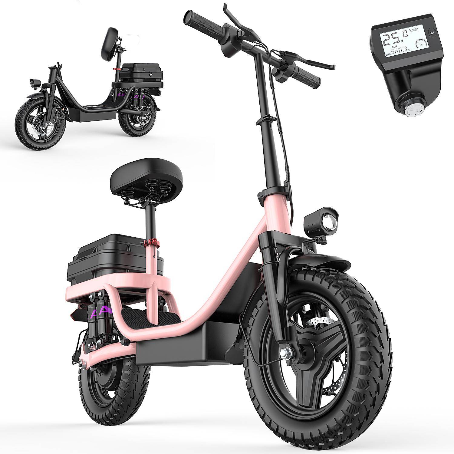 SUPER GQ8 14'' Vuxen Elsparkcykel 32KM/H 250W Motor 48V15Ah Batteri Stadspendling E-Scooter Utrustad Med Avtagbara Säten GQ8 Black svart