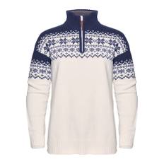 Gridarmor Women's Snøkrystall Half Zip Ullgenser White/Dark Navy, White/Dk. Navy, M
