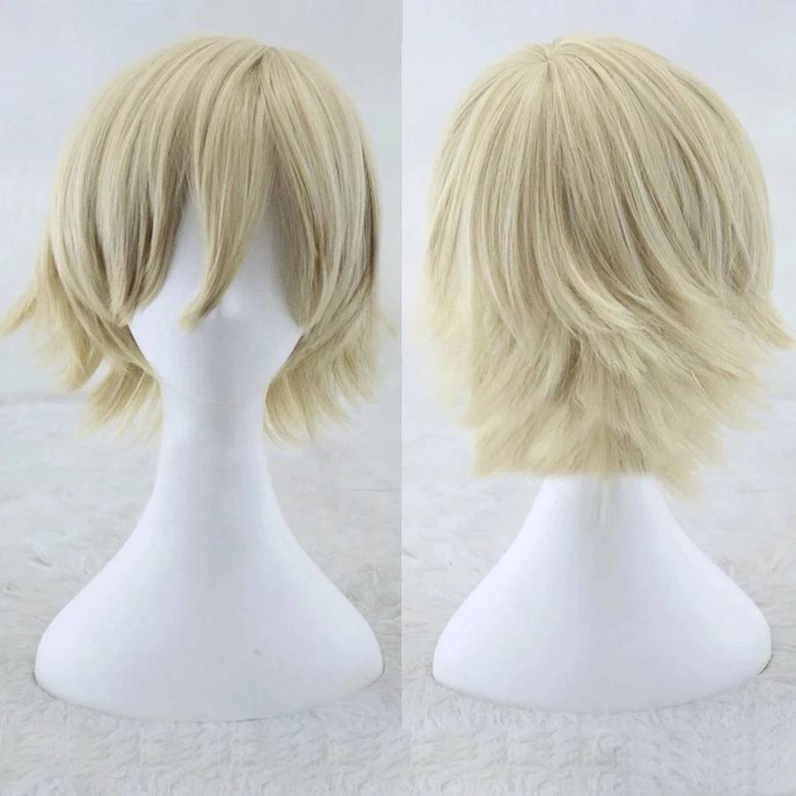 Anime Urahara Kisuke Cosplay Wig Kisuke Urahara Wigs Short Blonde Hair Heat Resistant Synthetic Men Party Wigs